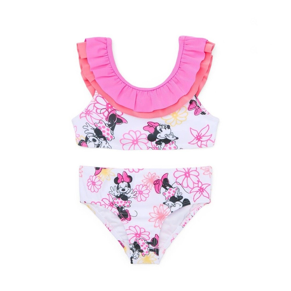 Disney Junior Toddler Girls Minnie Mouse 2 Pc Swimwear Bathing Suit Pool Sz 2T